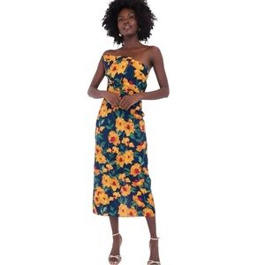 Hyacinth House Tuckernuck Navy & Marigold Floral Ruffle Margot Maxi Dress